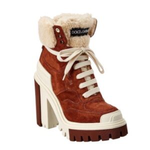Dolce & Gabbana Trekking Shearling and Suede Boots.